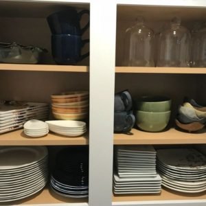 dishes in a cupboard 